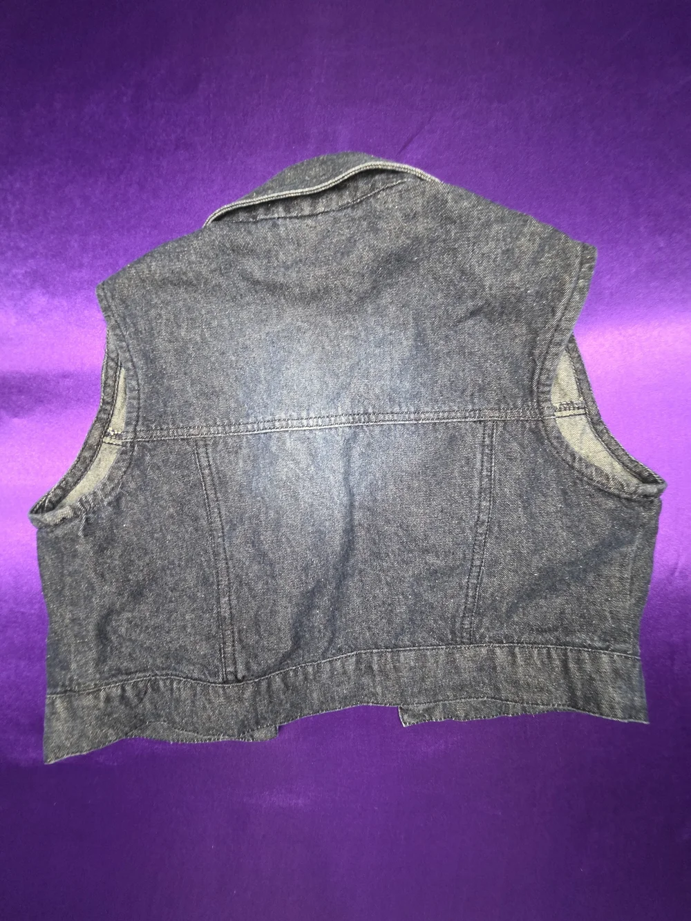 Rare Editions Dark Blue Denim Sequin Patch Vest Size 7